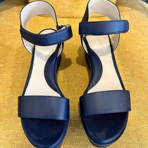 Cole Haan navy platform sandals, size 8